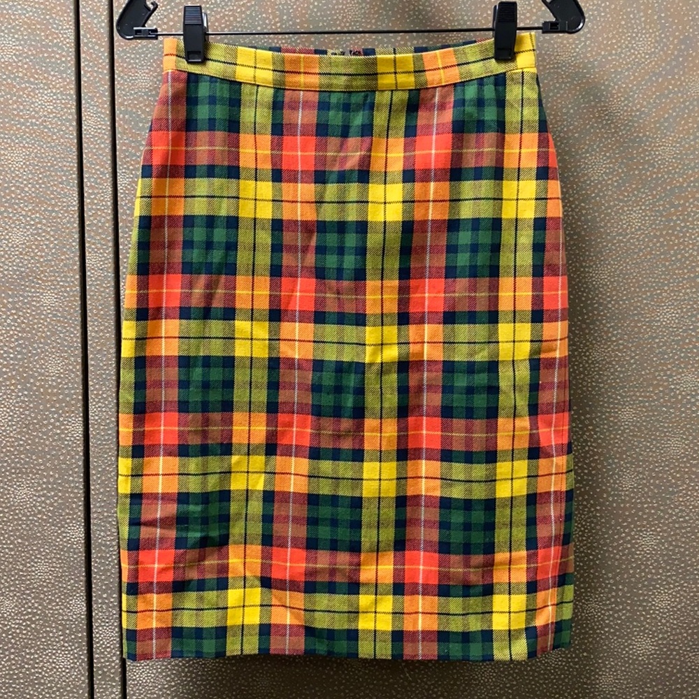🔥🔥🔥Liz Claiborne Multicolor Wool blend Plaid Pencil Skirt Petite 4P